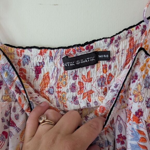 Anthropologie Antik Batik Samsa Eyelet Embroidered Floral Tiered Dress Size M - Picture 4 of 11